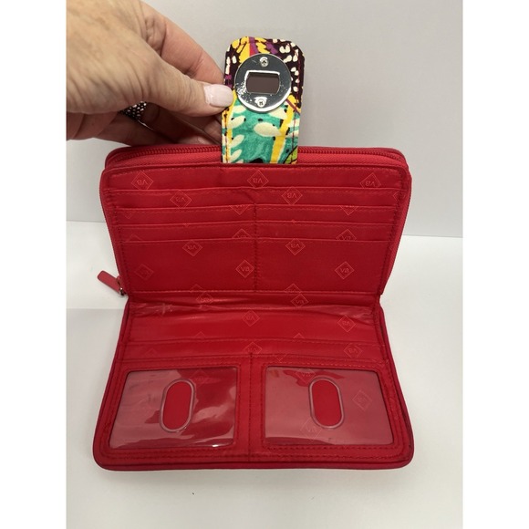 Vera Bradley Georgia Turnlock Wallet Rumba RFID Zip Around Red Floral Quilted - Picture 6 of 8